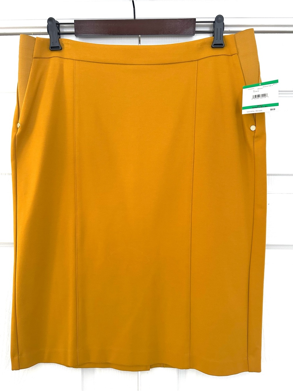 Anne Klein Mustard Yellow Pencil Skirt Sz Large NWT